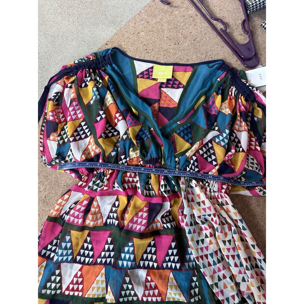 ANTHROPOLOGIE Maeve Colorful Geometric Print Mini Lucia Dress Summer Casual Sz 4 - Picture 2 of 4